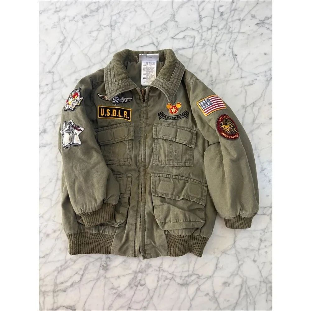 VTG Disney Parks Flight Bomber Patch Utility Jacket Sz 4/5T XXS